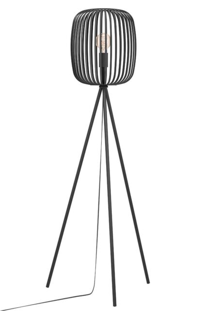 Eglo Romazzina Contemporary Caged Tripod Floor Lamp in Black - image 1
