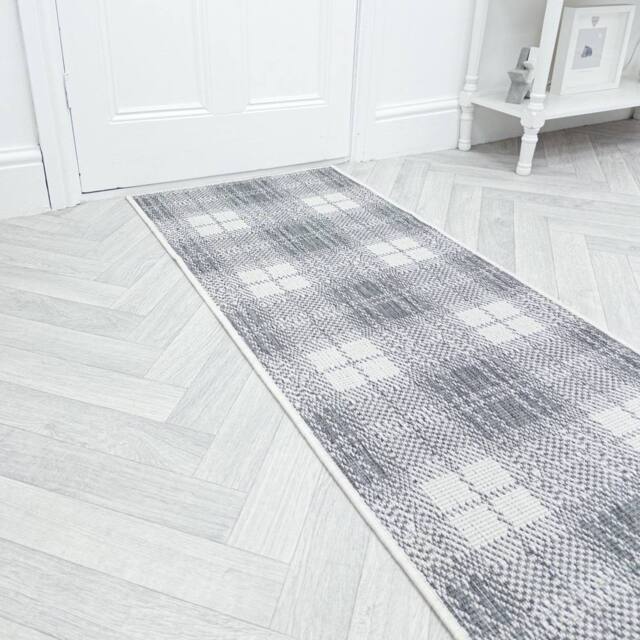 runrug Carpet Runner Rug - Indoor/Outdoor, Reversible, 2mm - 'Plaid' in Grey - Size: 60 cm x 210 cm - image 1