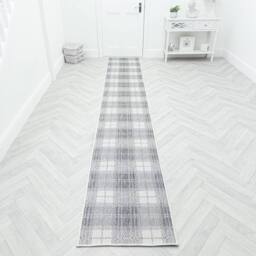 runrug Carpet Runner Rug - Indoor/Outdoor, Reversible, 2mm - 'Plaid' in Grey - Size: 60 cm x 210 cm - thumbnail 7