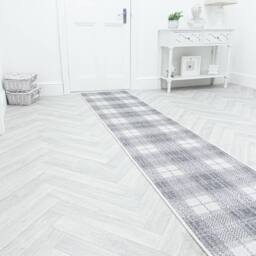 runrug Carpet Runner Rug - Indoor/Outdoor, Reversible, 2mm - 'Plaid' in Grey - Size: 60 cm x 210 cm - thumbnail 3