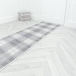 runrug Carpet Runner Rug - Indoor/Outdoor, Reversible, 2mm - 'Plaid' in Grey - Size: 60 cm x 210 cm - thumbnail 4