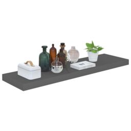 Berkfield Home Floating Wall Shelf High Gloss Grey 90x23.5x3.8 cm MDF - thumbnail 3