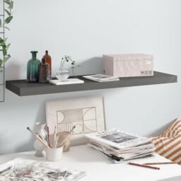 Berkfield Home Floating Wall Shelf High Gloss Grey 90x23.5x3.8 cm MDF