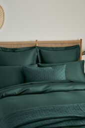 Ted Baker 'TB Plain Dye' Cotton Sateen Flat Sheet in Dark Green - Size: Double - thumbnail 3