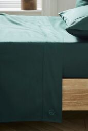Ted Baker 'TB Plain Dye' Cotton Sateen Flat Sheet in Dark Green - Size: Double - thumbnail 2