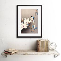 "Artery8 Nature Japan Ohara Koson Bird Flower 12x16"" Framed Art Print in Beige - Size: W12"" x H16""" - thumbnail 2