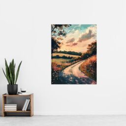 "Artery8 The Road Home Kansas Countryside Autumn Painting Wall Art Print - Size: W12"" x H16""" - thumbnail 4