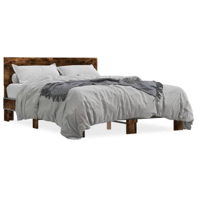 Berkfield Home Bed Frame without Mattress Smoked Oak 140x200 cm in Brown - image 1