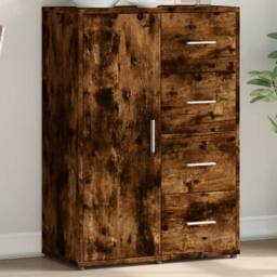 Berkfield Home Sideboard Smoked Oak 60x31x84 cm Engineered Wood in Brown - Size: 60 x 31 x 84 cm - thumbnail 2