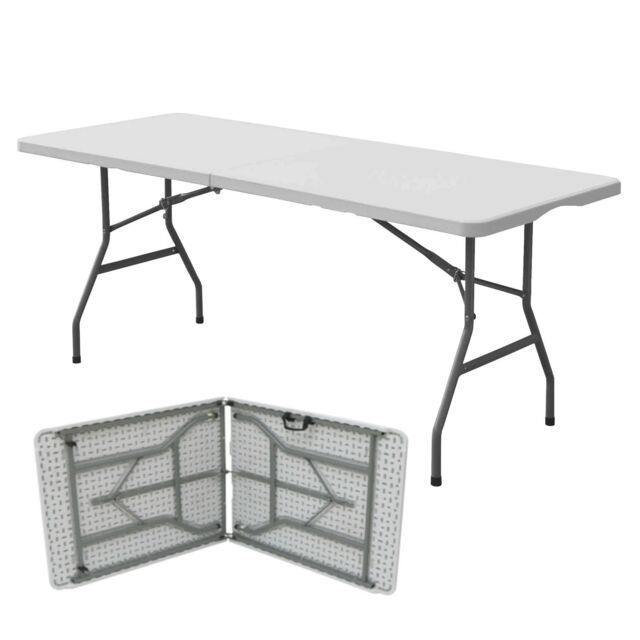 Oypla 6ft Folding Outdoor Trestle Table in White - image 1