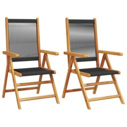 Berkfield Home Garden Chairs 2 pcs Black Solid Wood Acacia & Polypropylene - thumbnail 2