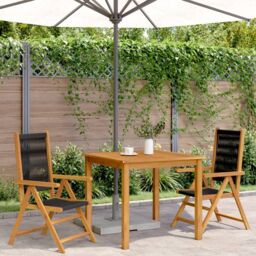 Berkfield Home Garden Chairs 2 pcs Black Solid Wood Acacia & Polypropylene - thumbnail 3