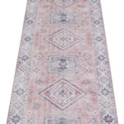 THE RUGS Oriental Gratia Rug Moroccan Inspired Polyester Flatweave 0.5cm in Pink - Size: 80 cm x 150 cm - thumbnail 8