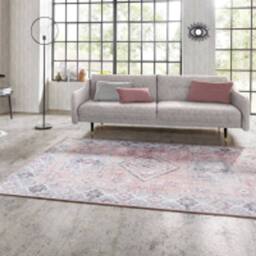 THE RUGS Oriental Gratia Rug Moroccan Inspired Polyester Flatweave 0.5cm in Pink - Size: 80 cm x 150 cm - thumbnail 6