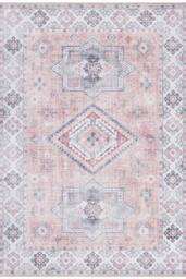 THE RUGS Oriental Gratia Rug Moroccan Inspired Polyester Flatweave 0.5cm in Pink - Size: 80 cm x 150 cm - thumbnail 1