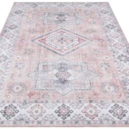 THE RUGS Oriental Gratia Rug Moroccan Inspired Polyester Flatweave 0.5cm in Pink - Size: 80 cm x 150 cm - thumbnail 5