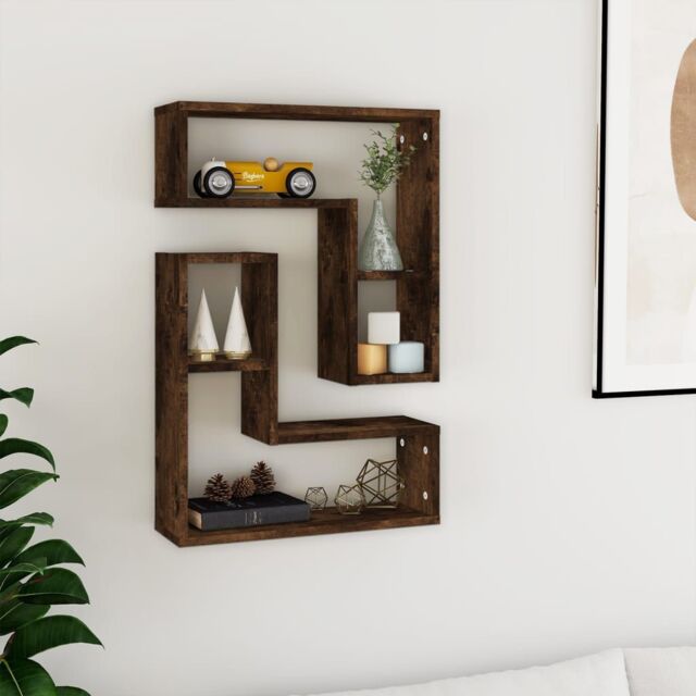 Berkfield Home Wall Shelves 2 pcs Smoked Oak 50x15x50 cm Engineered Wood in Brown - Size: 50 x 15 x 50 cm - image 1