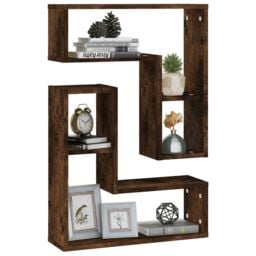 Berkfield Home Wall Shelves 2 pcs Smoked Oak 50x15x50 cm Engineered Wood in Brown - Size: 50 x 15 x 50 cm - thumbnail 3