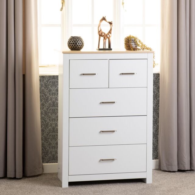 Seconique Portland 3+2 Drawer Chest in White - image 1