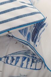 Lobster Creek Solent Duvet Cover Set Nautical Sailing Boat Design w/ Fresh White Background & Stripe Reverse - 100% Cotton Coastal Bedding for a - thumbnail 4
