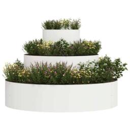 Berkfield Home Metal Planter Steel/White Powder-Coated Steel Large Planters in White - thumbnail 1