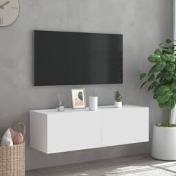 Berkfield Home TV Wall Cabinet with LED Lights White 100x35x31 cm - Size: 100 x 35 x 31 cm - thumbnail 6
