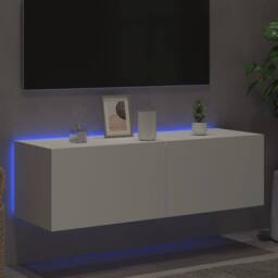 Berkfield Home TV Wall Cabinet with LED Lights White 100x35x31 cm - Size: 100 x 35 x 31 cm - thumbnail 4