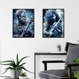 Artery8 Wall Art Print Set of 3 s Blues Guitar Aesthetic Music Detroit 3 Pack Poster s in Blue - Size: A4 - thumbnail 6