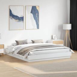 Berkfield Home Durable Bed Frame with LED without Mattress White 200x200 cm - thumbnail 2
