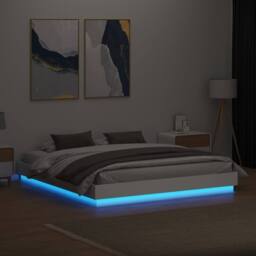 Berkfield Home Durable Bed Frame with LED without Mattress White 200x200 cm - thumbnail 4