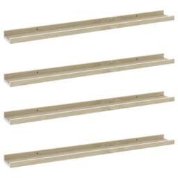 Berkfield Home Wall Shelves 4 pcs White & Sonoma Oak 80x9x3 cm in Light Oak - Size: 80 x 9 x 3 cm - thumbnail 3