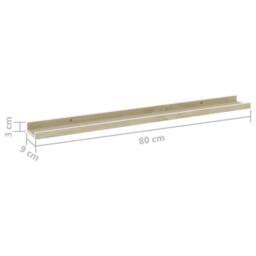 Berkfield Home Wall Shelves 4 pcs White & Sonoma Oak 80x9x3 cm in Light Oak - Size: 80 x 9 x 3 cm - thumbnail 9