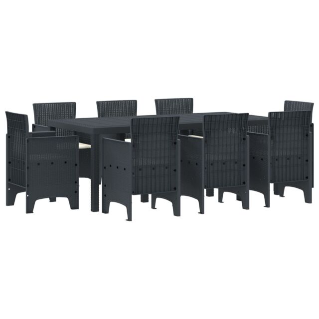 Berkfield Home 9 Piece Garden Dining Set with Cushions Anthracite Poly Rattan - image 1