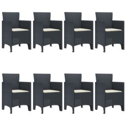 Berkfield Home 9 Piece Garden Dining Set with Cushions Anthracite Poly Rattan - thumbnail 4