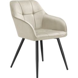 tectake Dining Chair Marilyn Set Of 4 - Cream/Black in Cream - Size: 4 Pack