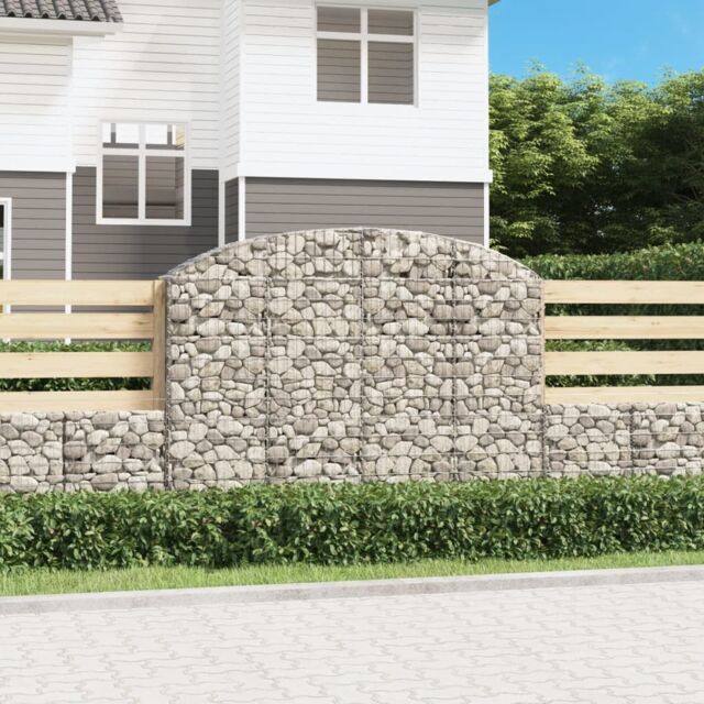 Berkfield Home Arched Gabion Basket 200x30x140/160 cm Galvanised Iron in Silver - image 1
