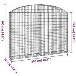 Berkfield Home Arched Gabion Basket 200x30x140/160 cm Galvanised Iron in Silver - thumbnail 5
