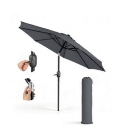 Keplin 2m Tilting Parasol Umbrella - Crank & Tilt Sun Shade with Cover in Grey - thumbnail 1