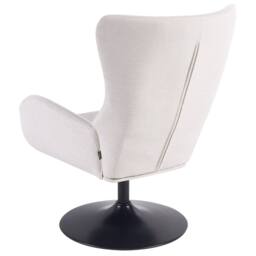 Wyld and Coco Off-White Wingback Armchair with 360° Swivel and Black Iron Base in White - thumbnail 4