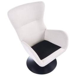Wyld and Coco Off-White Wingback Armchair with 360° Swivel and Black Iron Base in White - thumbnail 6