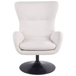 Wyld and Coco Off-White Wingback Armchair with 360° Swivel and Black Iron Base in White - thumbnail 3