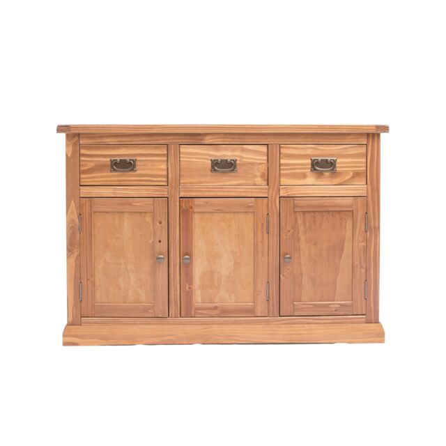 Cabinet Bits Tirolo Lacquered 3 Drawer 3 Door Sideboard Brass Drop Handle in Brown - image 1