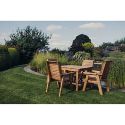 Churnet Valley Garden Furniture Ltd Valley 4 Seater Square 4XC - Timber - Minimal Assembly Required in Brown - thumbnail 1