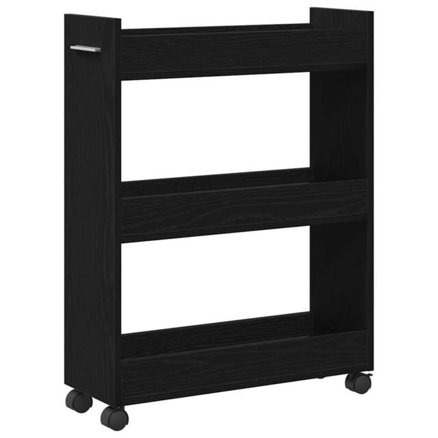 Berkfield Home Rolling Cabinet Black Oak 60x22x79 cm Engineered Wood - Size: 60 x 22 x 79 cm - image 1