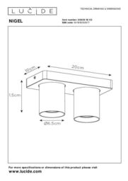 Lucide 'NIGEL' Dimmable Indoor Stylish Decor LED Twin Ceiling Spotlight GU10 in Gold - thumbnail 6