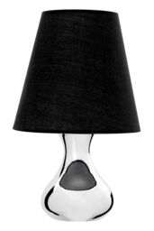 Orsina Black Fabric Shade Bedside Lamp, Chrome Base Modern Table Light, Small Minimalist Desk Lamp For Reading Nook - thumbnail 2