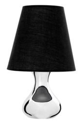 Orsina Black Fabric Shade Bedside Lamp, Chrome Base Modern Table Light, Small Minimalist Desk Lamp For Reading Nook - thumbnail 1