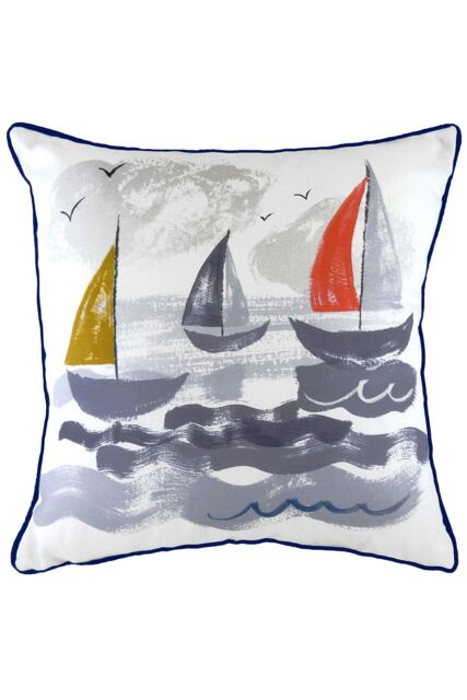 Evans Lichfield Nautical Sailboats Hand-Painted Watercolour Printed Cushion - Size: 43 cm x 43 cm - image 1