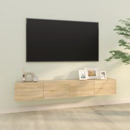 Berkfield Home Wall TV Cabinets 2 pcs Sonoma Oak 100x30x30 cm Engineered Wood in Brown - Size: 100 x 30 x 30 cm - thumbnail 1