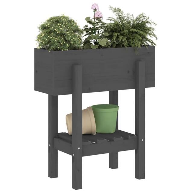 Berkfield Home Beautiful Garden Planter Grey 62x30x69 cm Solid Wood Pine - Size: 62 x 30 x 69 cm - image 1